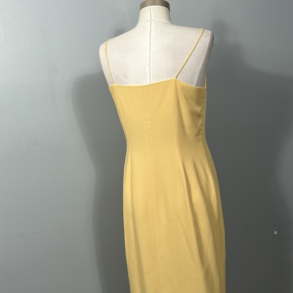 Vintage Spenser Jeremy Yellow Asymmetrical Button Front Midi Dress size 8 - Picture 7 of 11